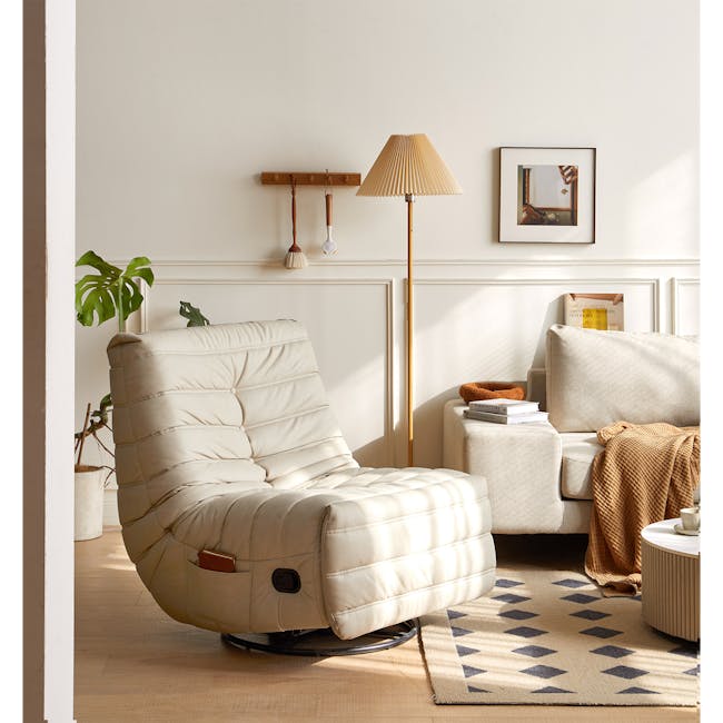 Hayward Rocking Recliner Swivel Lounge Chair Rice White Pet Friendly Hayward by HipVan HipVan