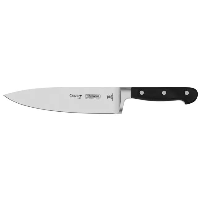 Tramontina Century 8" Chef's Knife - 1 - Century Line knife with stainless steel blade, Tramontina brand knife with black