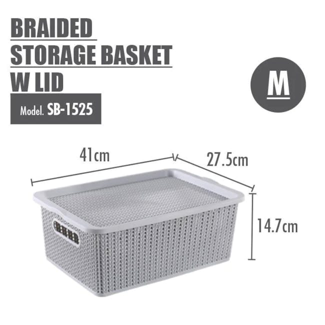 Braided Storage Basket with Lid - Medium - 4