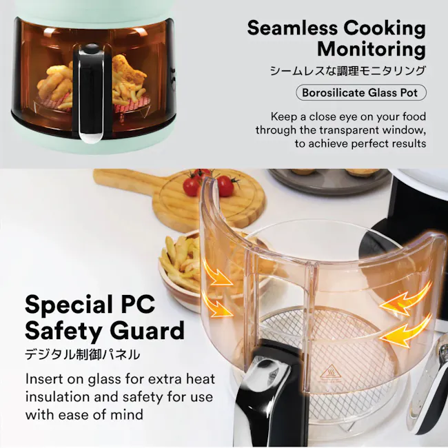 Toyomi 3.5L ClearView Air Fryer - Vanilla White (AFG 7126) - 3