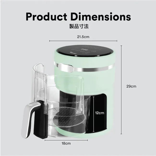 Toyomi 3.5L ClearView Air Fryer - Vanilla White (AFG 7126) - 8