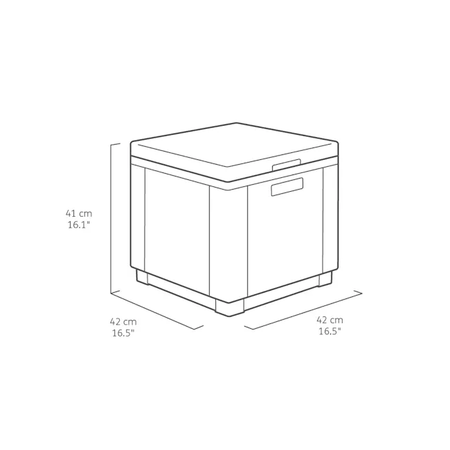 Ice Cube Cooler Table - Brown - 6 - Compact, rectangular storage unit, Dimensions 42 cm x 5 inches, Tall, square design