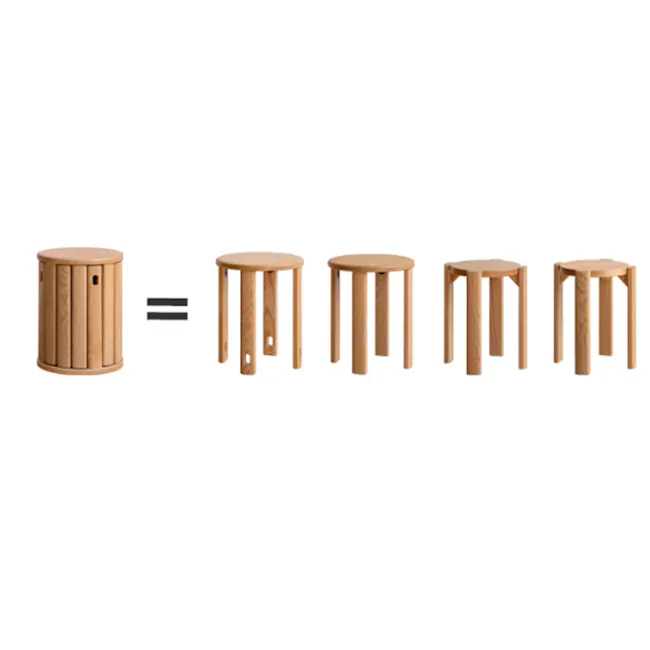 Coree Stackable Stool Set / Side Table - Walnut - 10