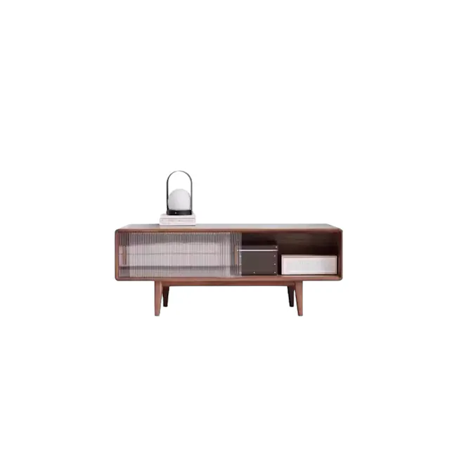 Lucia TV Console 1.2m - 1 - Wooden TV cabinet, minimalist design, modern decor, sleek lines, vertical storage, decorative