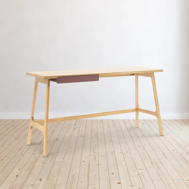 (As-is) Morey Study Table 1.4m - Natural, Penny Brown - 12