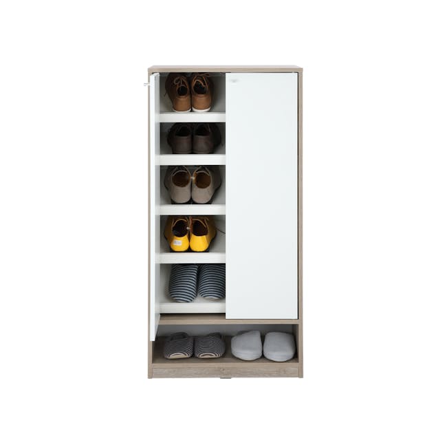 Penny Tall Shoe Cabinet - Natural, White - 3