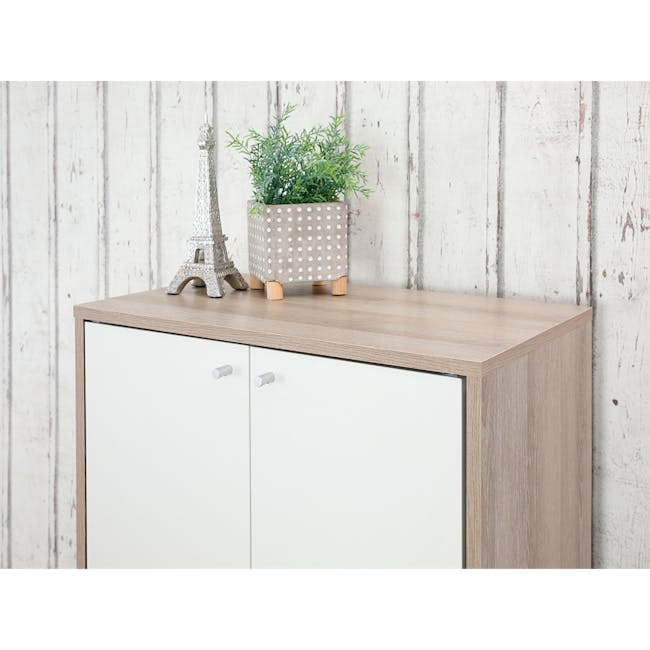 Penny Shoe Cabinet - Natural, White - 18