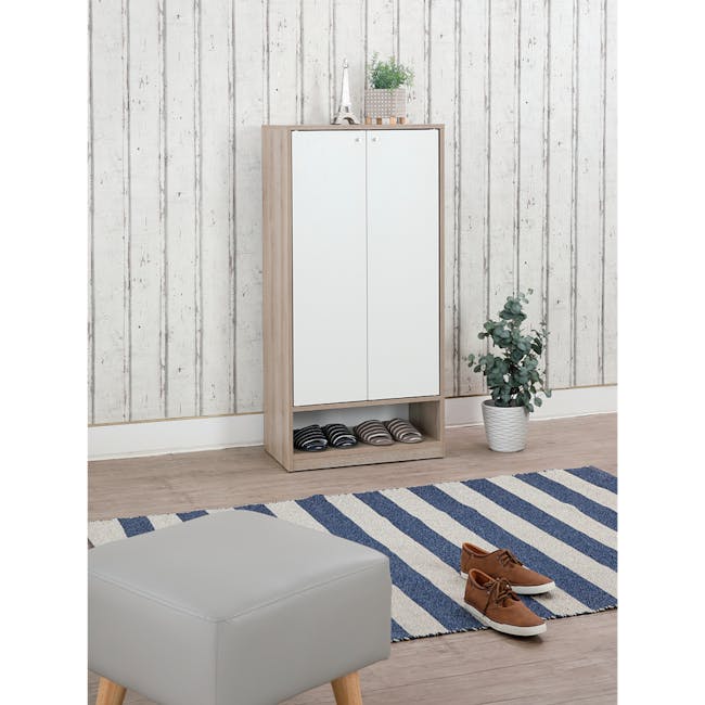 Penny Tall Shoe Cabinet - Natural, White - 19