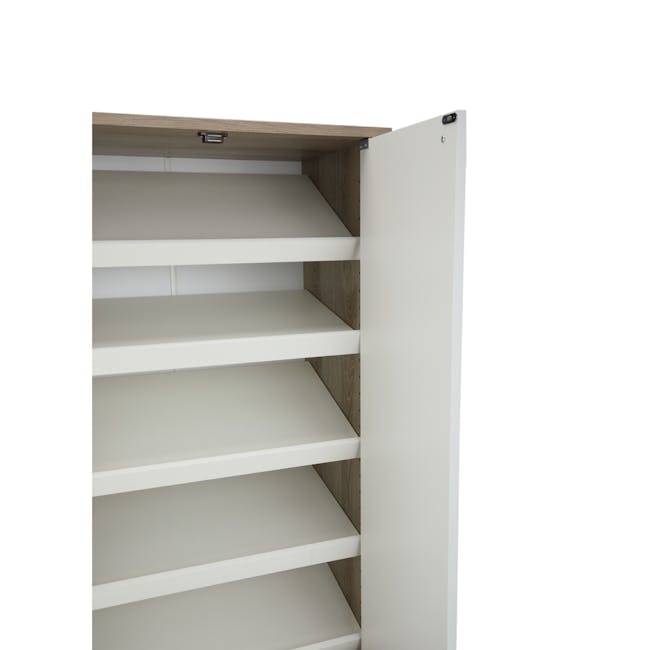 Penny Tall Shoe Cabinet - Natural, White - 12