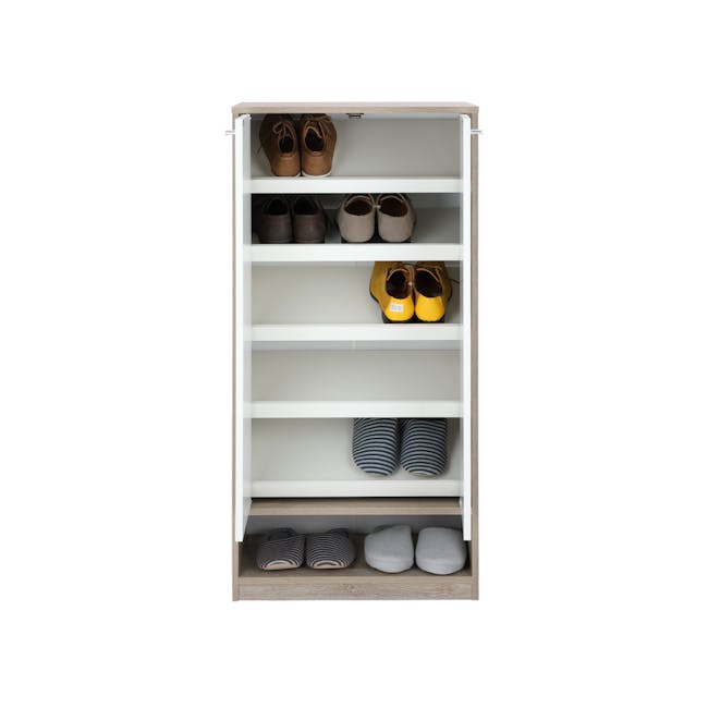Penny Tall Shoe Cabinet - Natural, White - 16