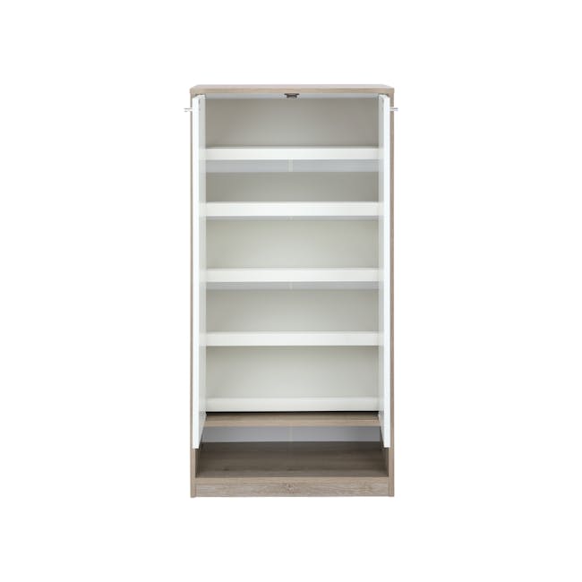 Penny Tall Shoe Cabinet - Natural, White - 9