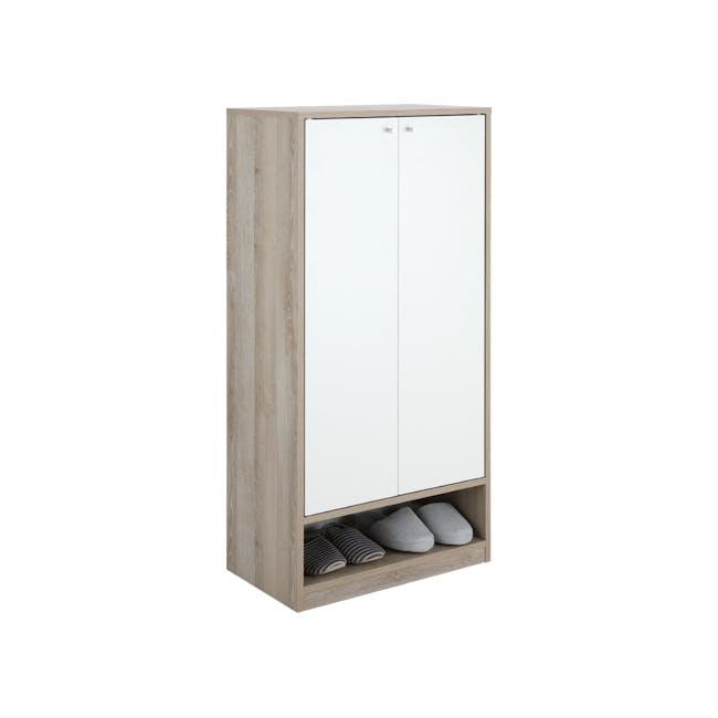 Penny Tall Shoe Cabinet - Natural, White - 8