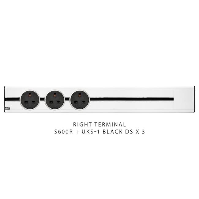 Line8 Power Track 600mm + 3 Adaptors Bundle - Pearl White - 2 - Sleek and modern design with three black outlets, Right