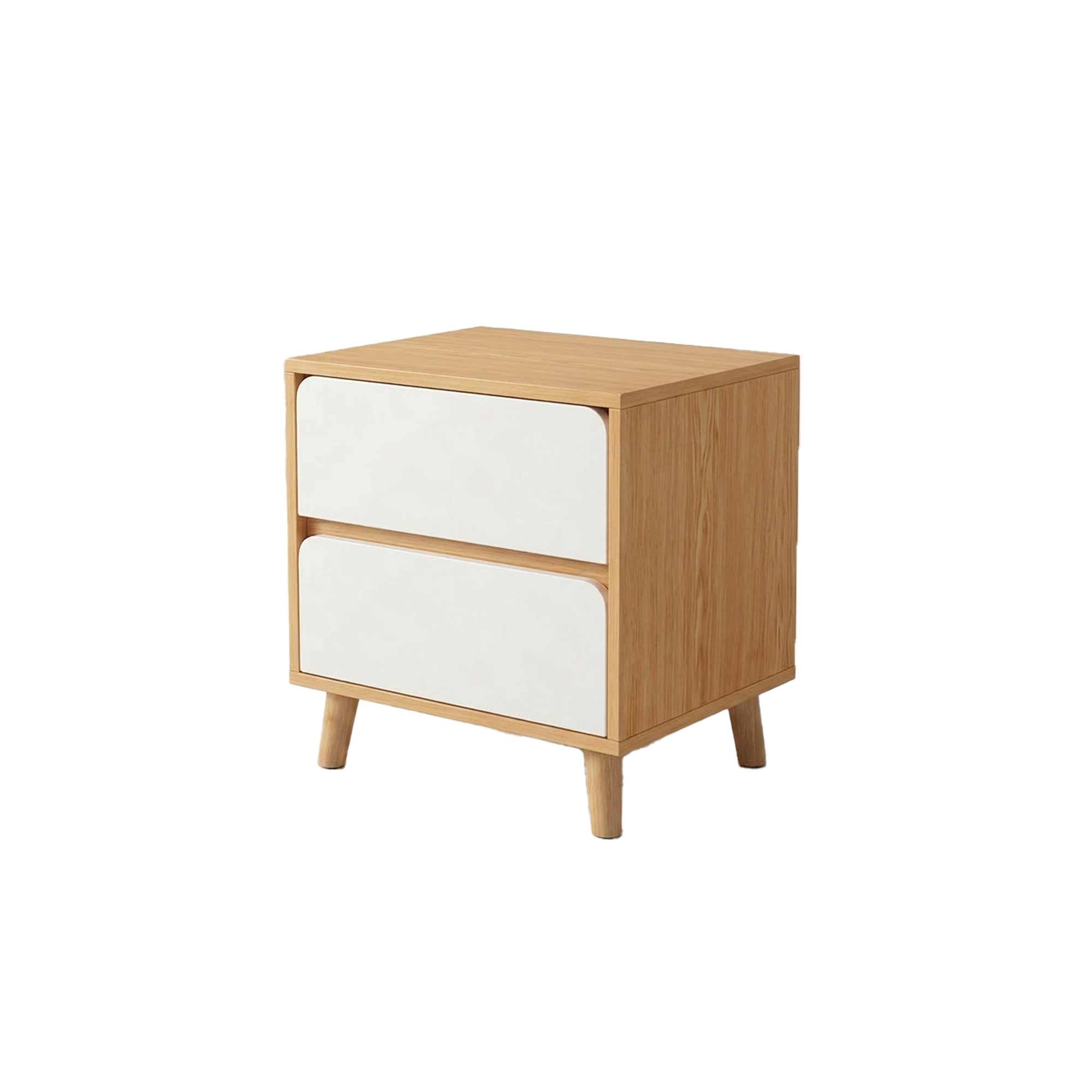 Ted Twin Drawer Bedside Table - White Oak