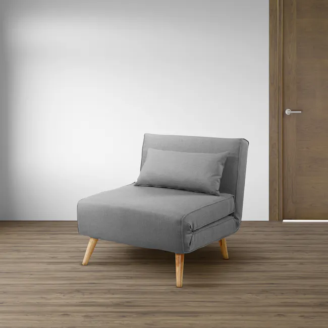Noel Sofa Bed - Harbour Grey - 19 - modern armchair, minimalist sofa, cozy seating, gray upholstered, wooden legs, light