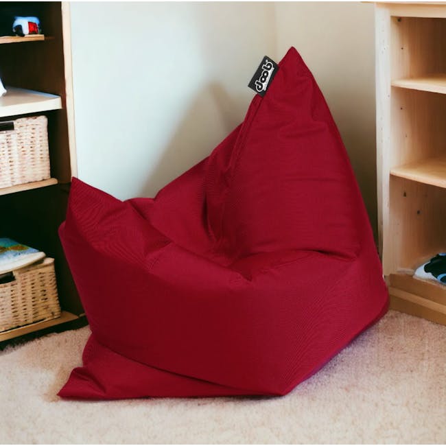 Doob Plopsta' Rectangle Mini Bean Bag - Wine Red (Water Repellent) - 2 - Red cushion, cozy seating, soft fabric, textured