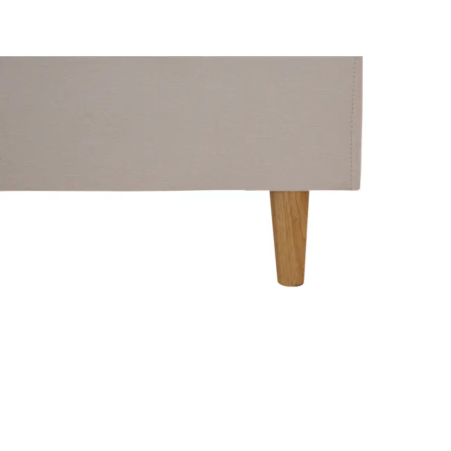 Nolan Super Single Bed - Oatmeal - 9 - Burlap fabric, beige, textured, natural grain, wooden leg, vertical seam, horizontal