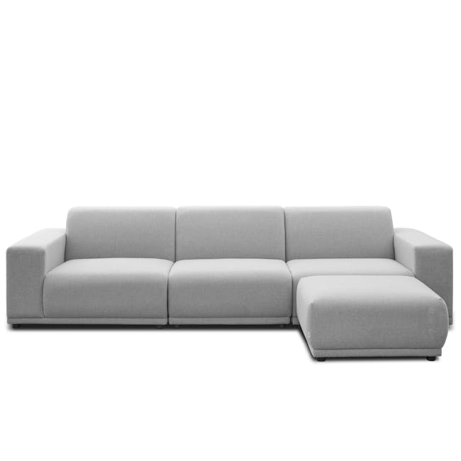 Milan 4 Seater Sofa with Ottoman - Slate (Fabric) - 1 - Modern minimalist sofa, light gray fabric, sleek design, comfortable