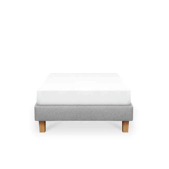 ESSENTIALS Single Divan Bed - Shadow Grey (Pet Friendly) - 3 - Modern minimalist bed with gray upholstered bench, wooden