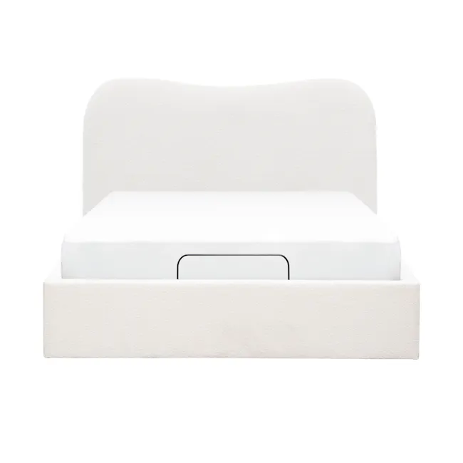 Lyra Queen Bed - White Boucle (frame only) - 11