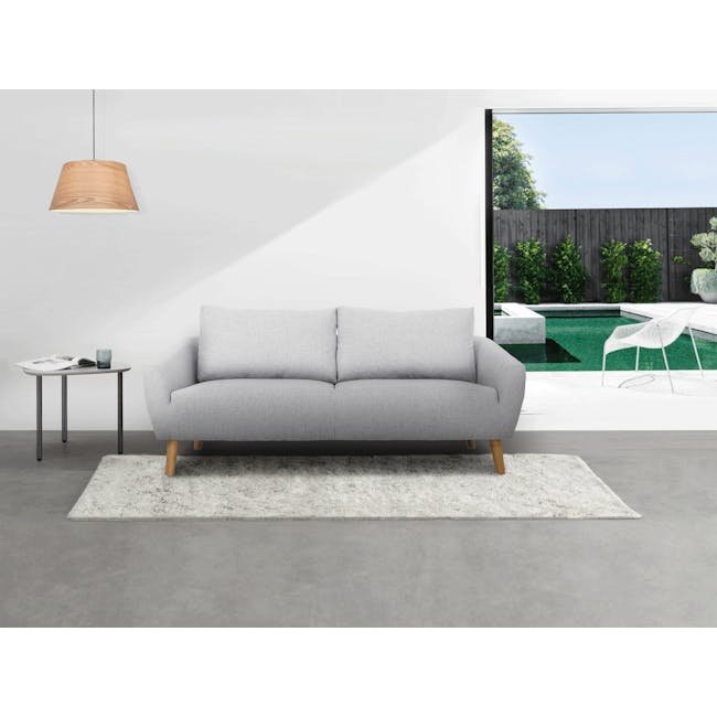 Hana 3 Seater Sofa - Light Grey - 9 - Modern minimalist living room, contemporary furniture, gray sectional sofa, wooden