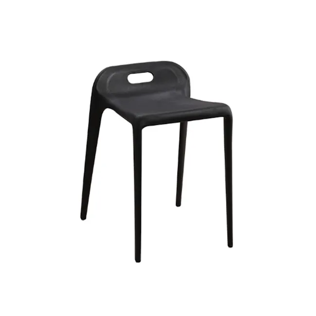Tyson Backrest Stackable Stool - Black - 1 - Black modern chair, minimalist design, sleek lines, ergonomic shape