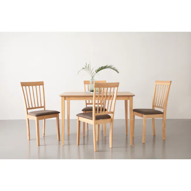 Charmant Dining Table 1.1m - Natural - 9 - Light wooden dining chairs, minimalist design, natural wood finish, simple and