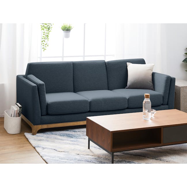 Elijah 3 Seater Sofa - Navy (Fabric) - 1