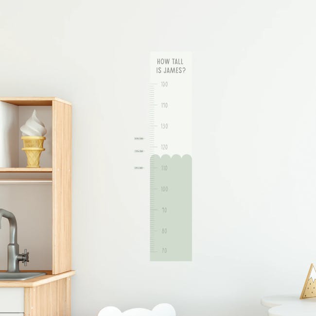 Urban Li'l Scallop Duo Colour Personalised Height Chart Fabric Decal (4 Colours) - 3