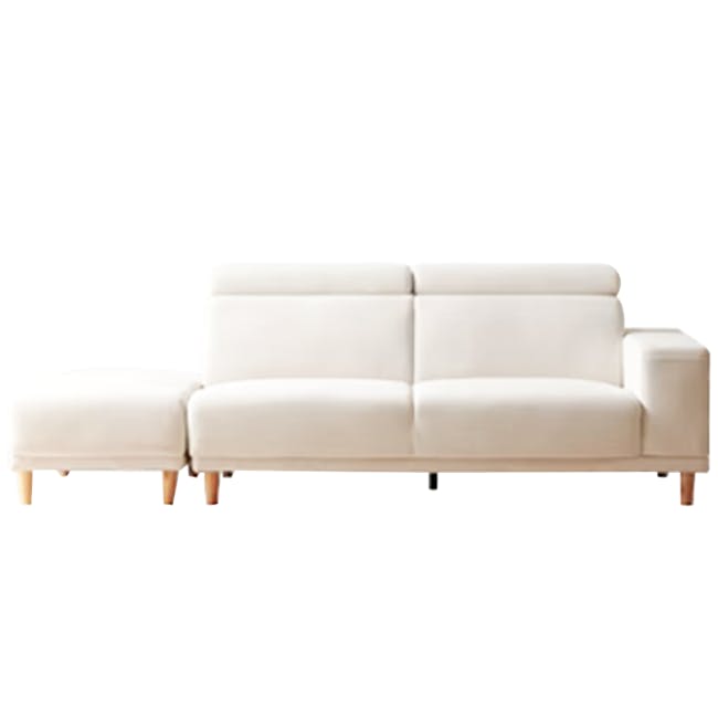 Melysa Ottoman - Ivory (Eco Clean Fabric) - 24 - White leather sofa, minimalist design, modern decor, elegant furniture