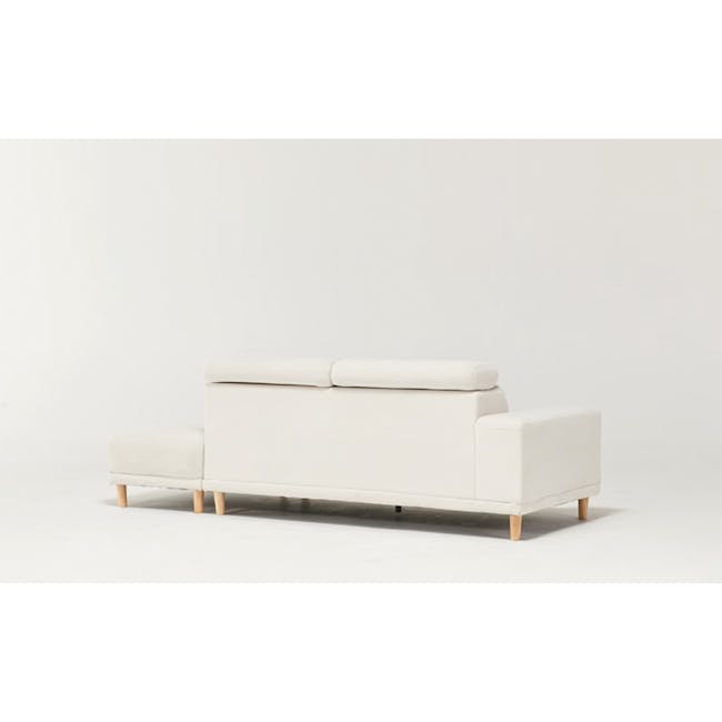 Melysa Ottoman - Ivory (Eco Clean Fabric) - 23 - Modern minimalist sofa, light beige upholstery, sleek design, contemporary