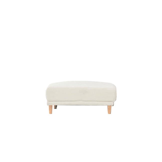 Melysa Ottoman - Ivory (Eco Clean Fabric) - 1 - White upholstered bench, minimalist design, wooden legs, soft fabric