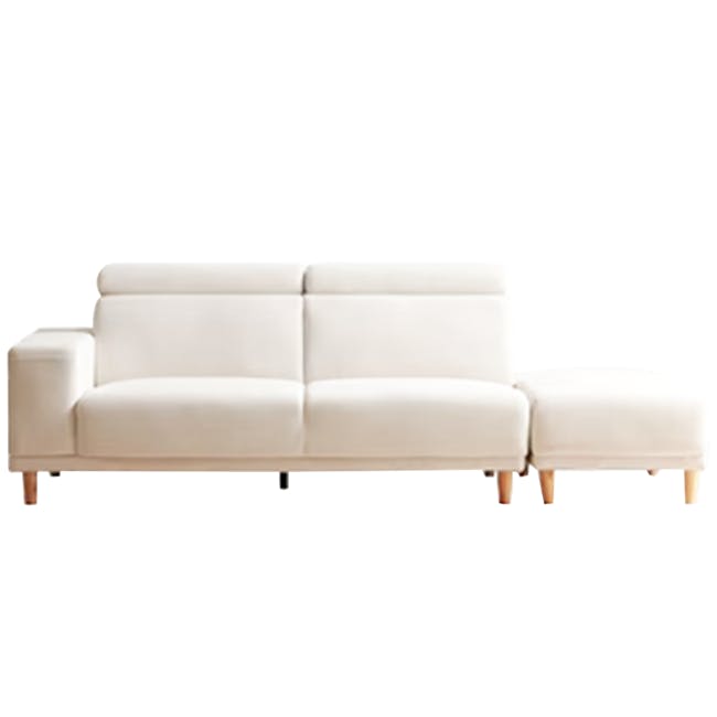 Melysa Ottoman - Ivory (Eco Clean Fabric) - 19 - Cream-colored, modern, minimalist, upholstered, rectangular, sectional