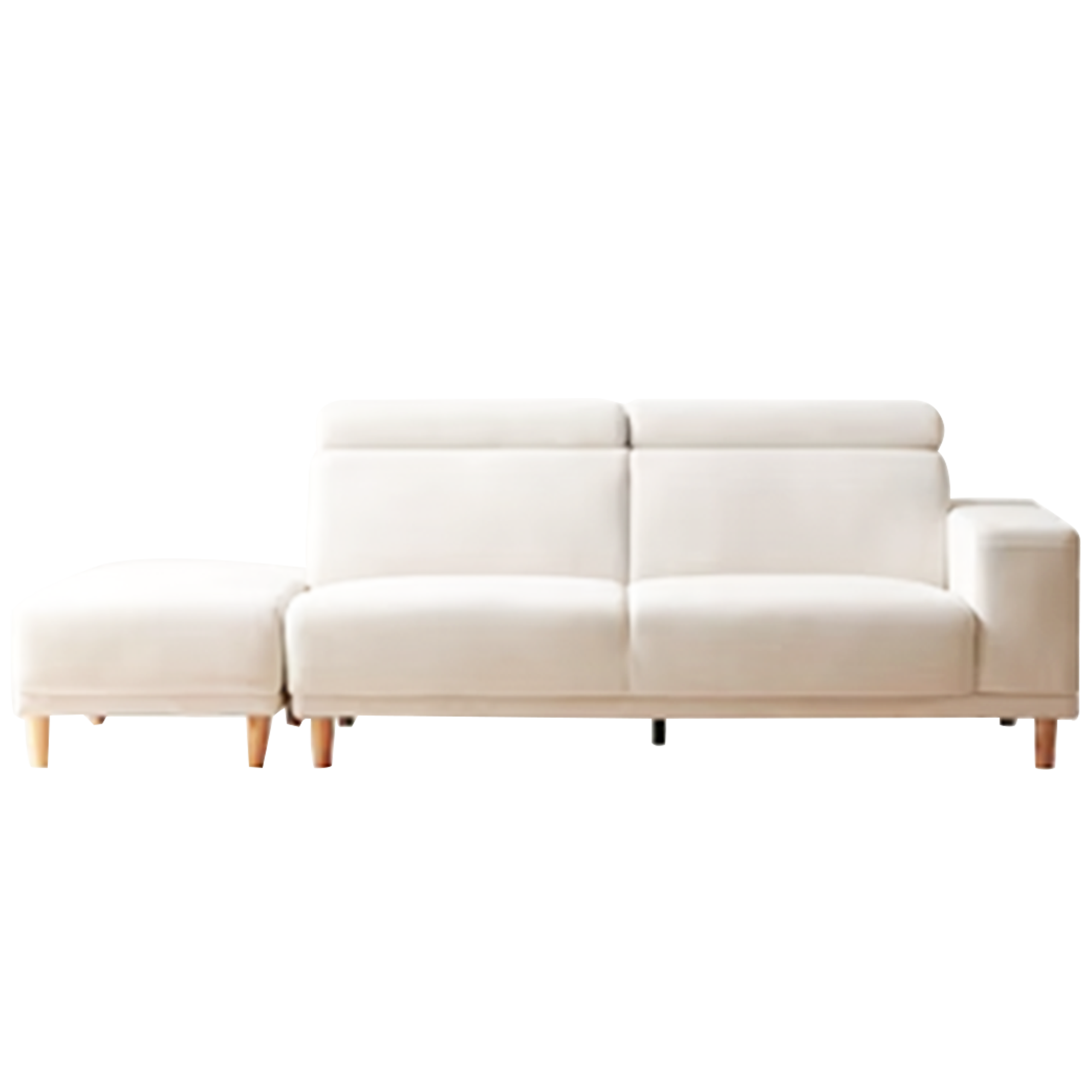 Melysa 3 Seater Chaise Sofa with Ottoman - Ivory (Eco Clean Fabric)