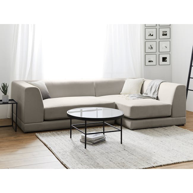 Abby L-Shaped Lounge Sofa - Taupe - 1