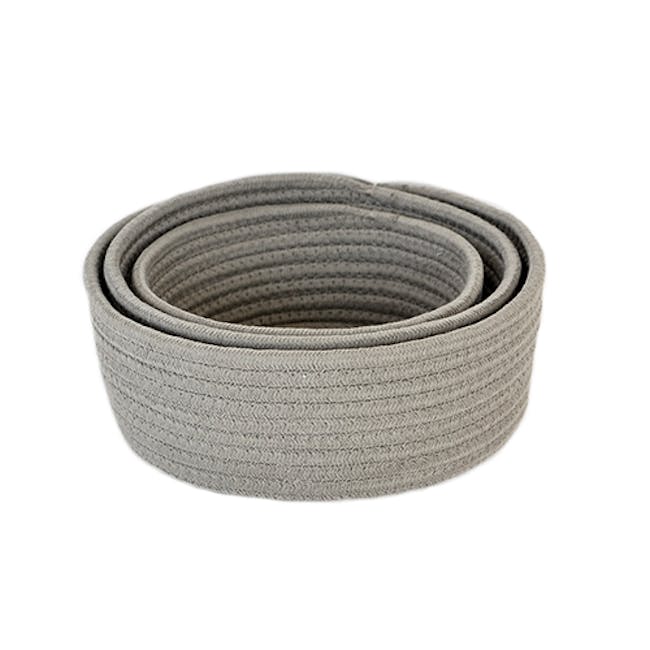 Celine Cotton Rope Basket - Grey (Set of 3) - 1