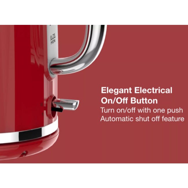 Odette Jukebox 1.7L Retro Electric Kettle - Red - 5