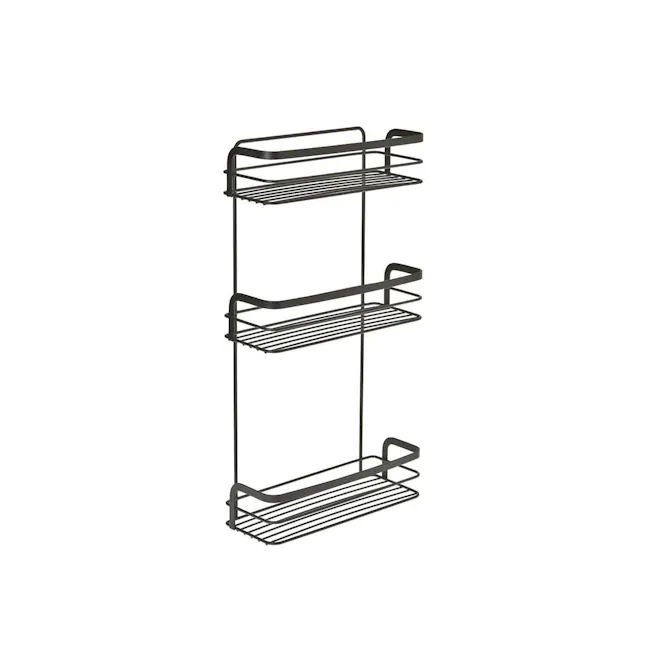 Metaltex Origin 3 Tier Rectangle Shelf - Black - 1 - - Black metal kitchen shelf with three levels, - Sleek, minimalist