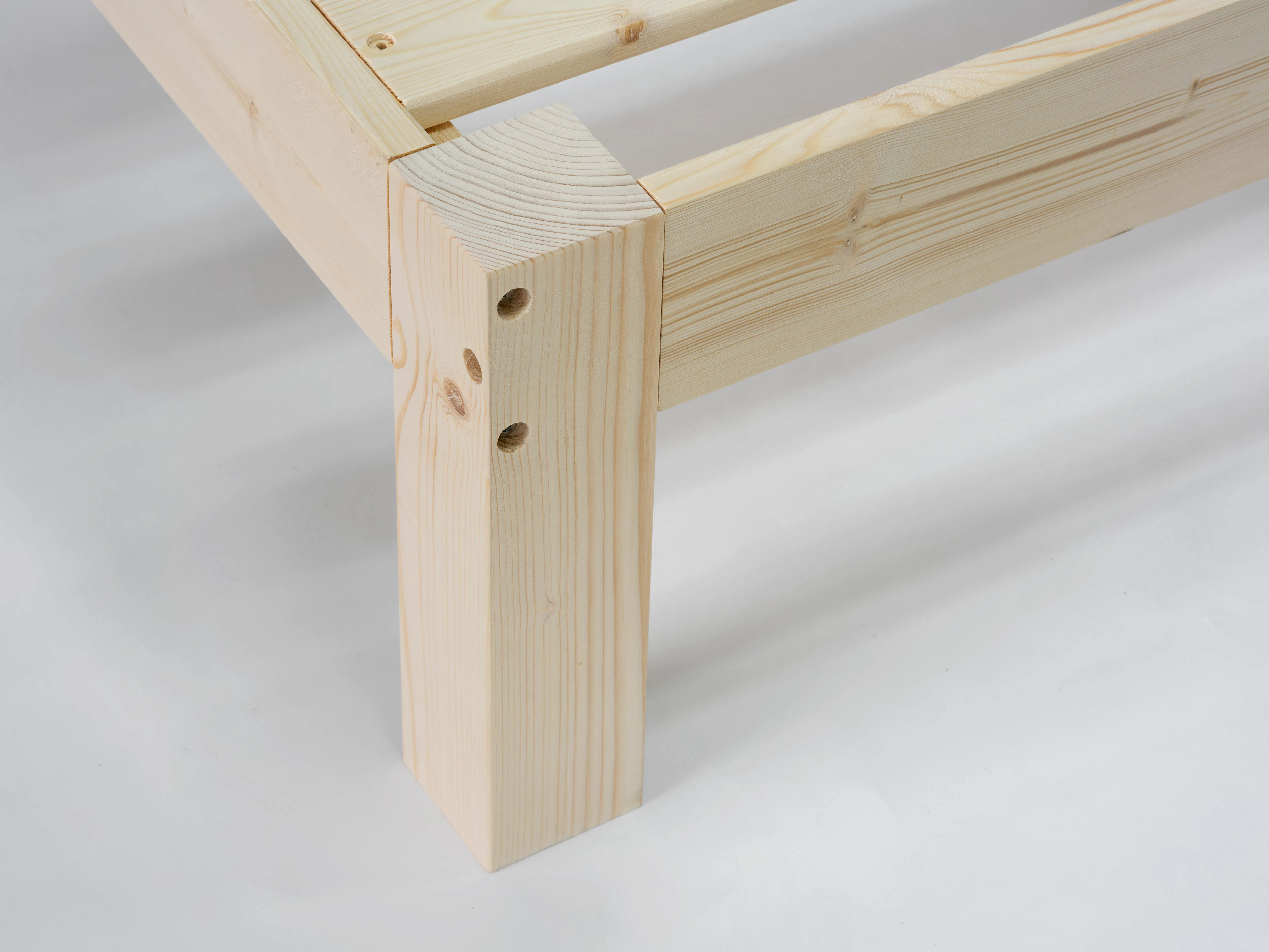 Katana Super Single Wooden Headboard Bed - 9 - Light wooden frame, natural wood grain, vertical planks, horizontal joints