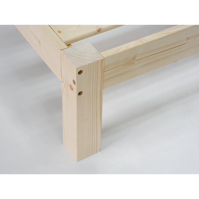 Katana Super Single Wooden Headboard Bed - 9 - Light wooden frame, natural wood grain, vertical planks, horizontal joints