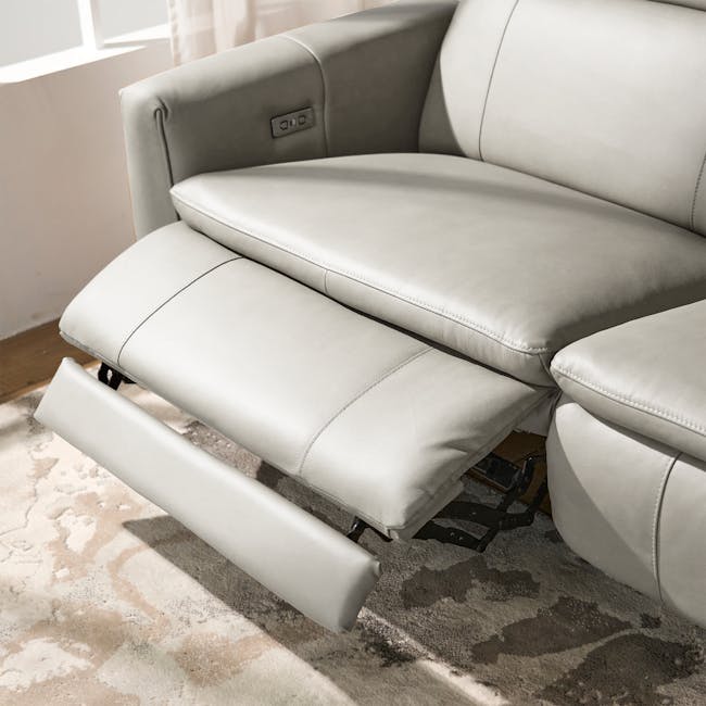 Clyde Left Arm Power Recliner Unit - Warm Grey (Top Grain Leather) - 8