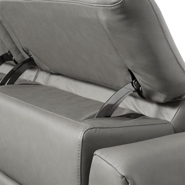 Clyde Left Arm Power Recliner Unit - Warm Grey (Top Grain Leather) - 48