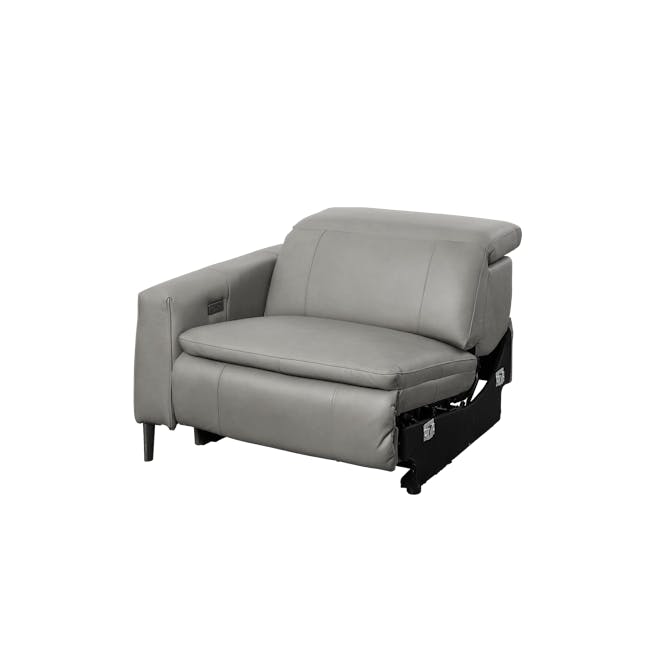 Clyde Left Arm Power Recliner Unit - Warm Grey (Top Grain Leather) - 33