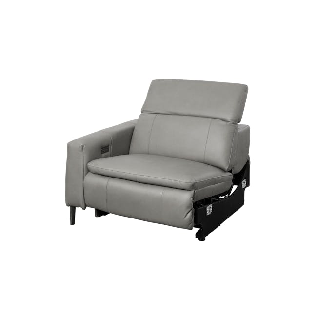Clyde Left Arm Power Recliner Unit - Warm Grey (Top Grain Leather) - 25