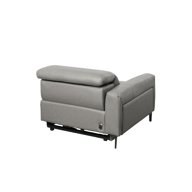 Clyde Left Arm Power Recliner Unit - Warm Grey (Top Grain Leather) - 45