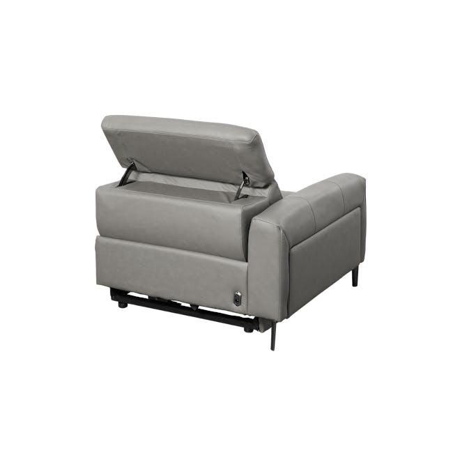 Clyde Left Arm Power Recliner Unit - Warm Grey (Top Grain Leather) - 42