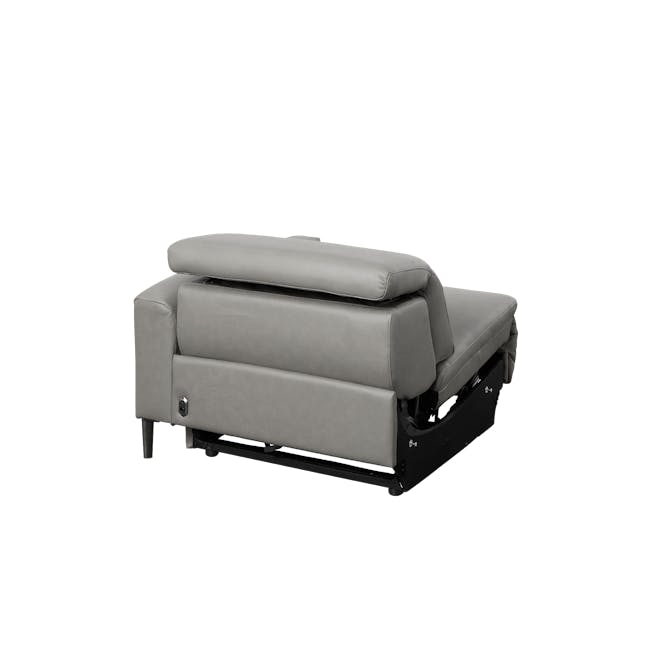 Clyde Left Arm Power Recliner Unit - Warm Grey (Top Grain Leather) - 47
