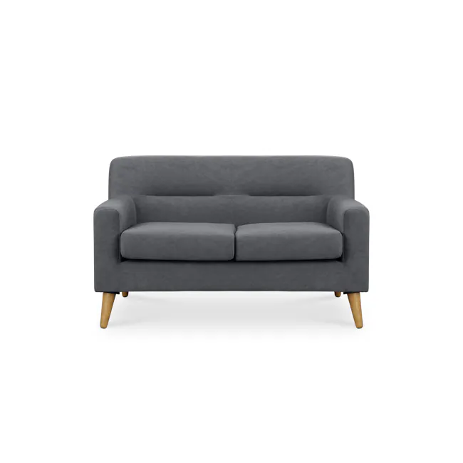 Damien 2 Seater Sofa - Dark Grey (Scratch Resistant) - 1 - Grey upholstered sofa, modern design, wooden legs, minimalist