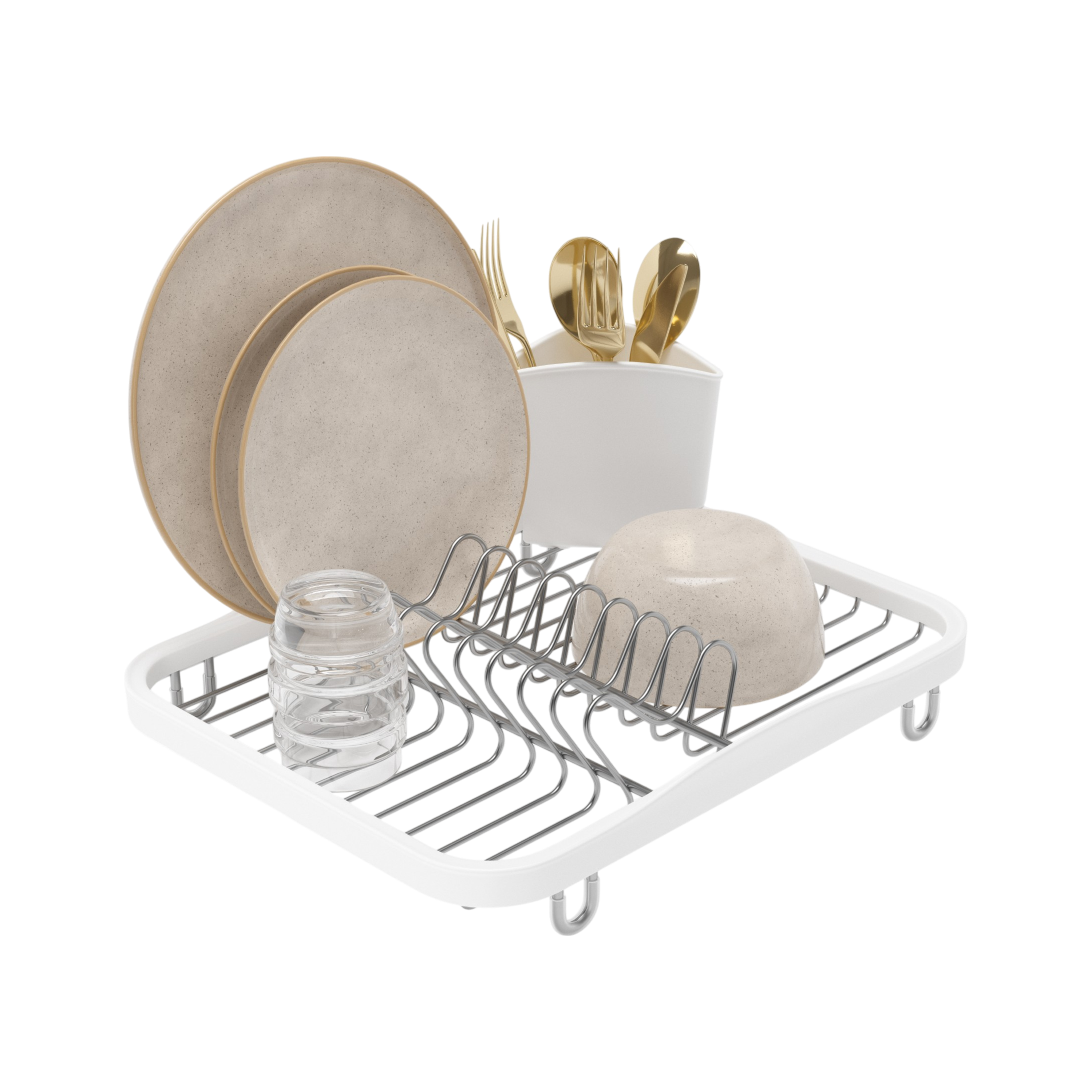 Sinkin Dish Rack - White, Nickel