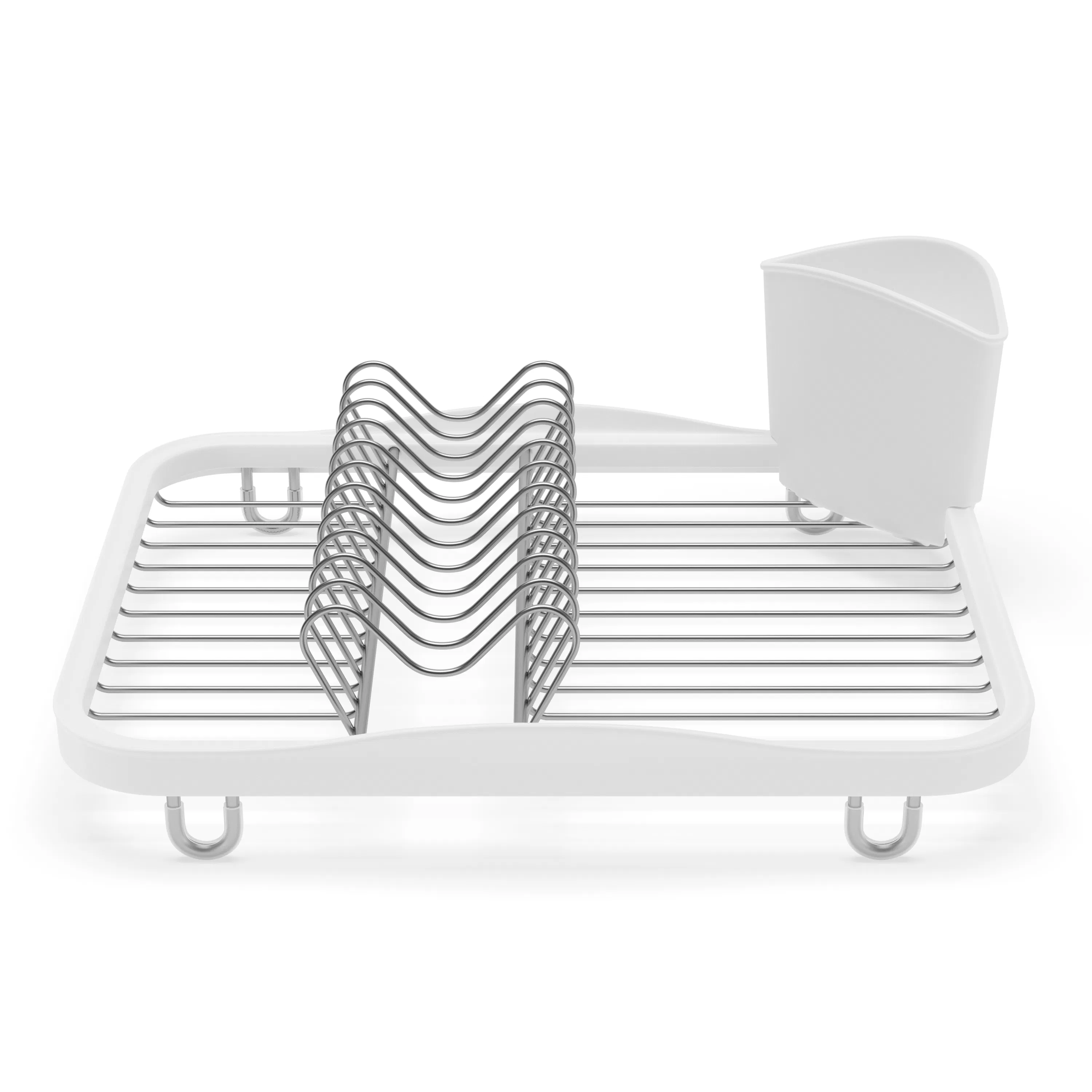 Sinkin Dish Rack - White, Nickel - 9 - wire basket, white drying rack, modern kitchen utensil, clean kitchenware, kitchen